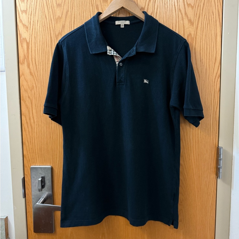 Burberry Cotton Polo Shirt Nova Check Size M Black Colorway